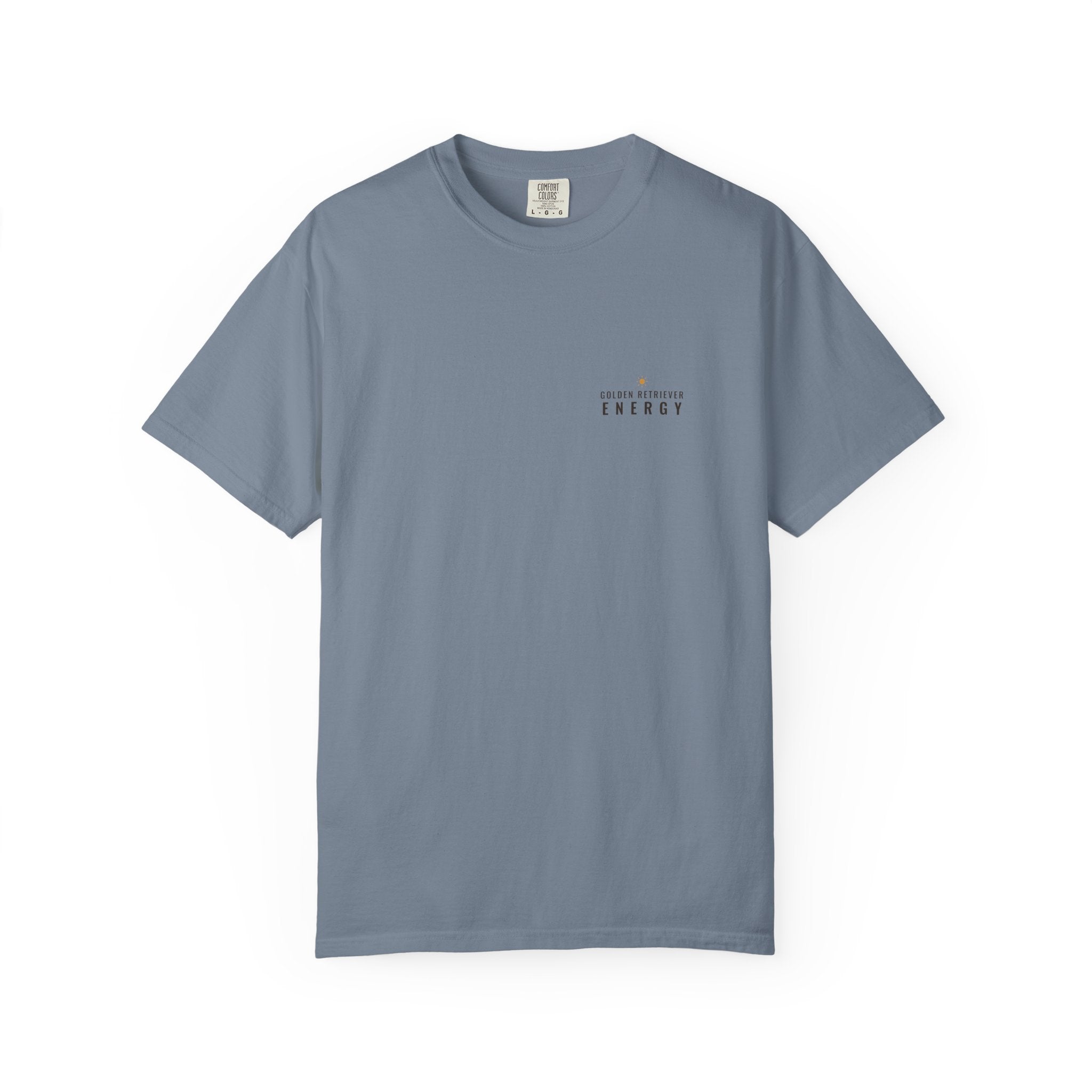 Golden Retriever Energy Tee — Left Chest