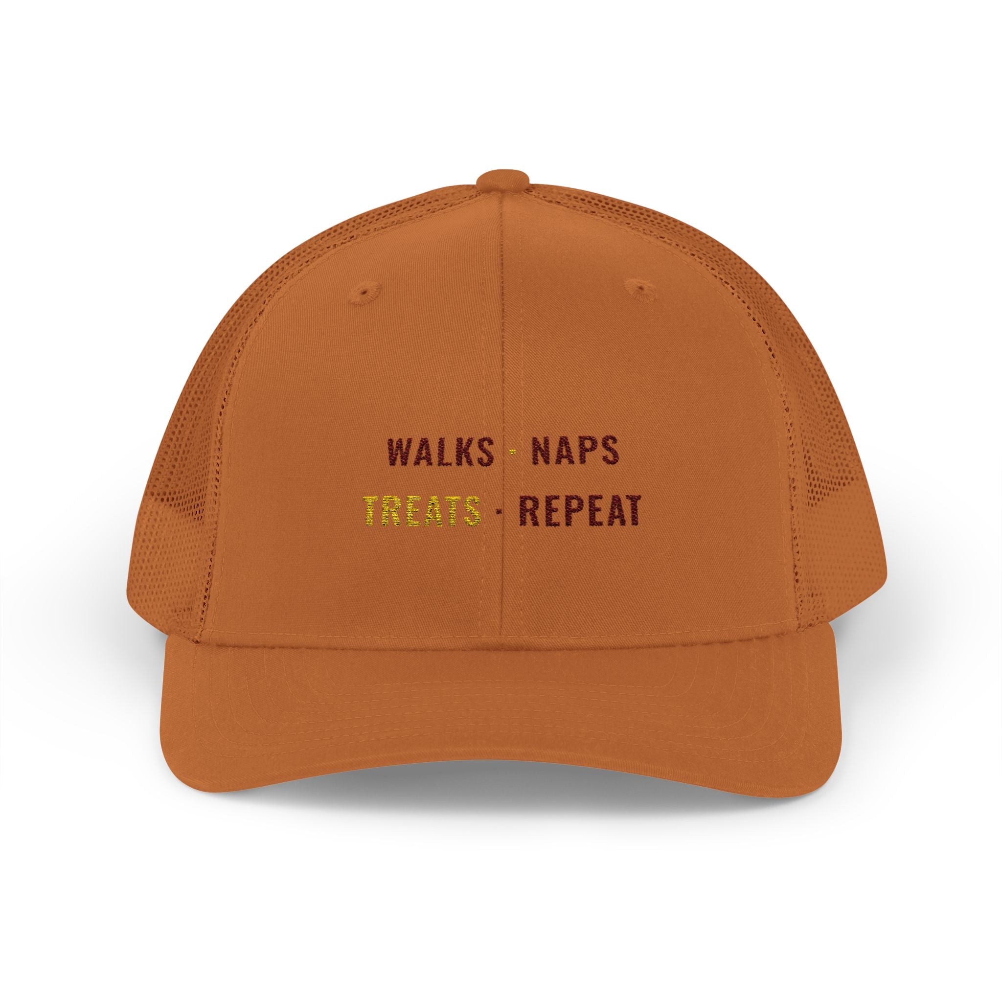 Walks Naps Treats Repeat Trucker Hat