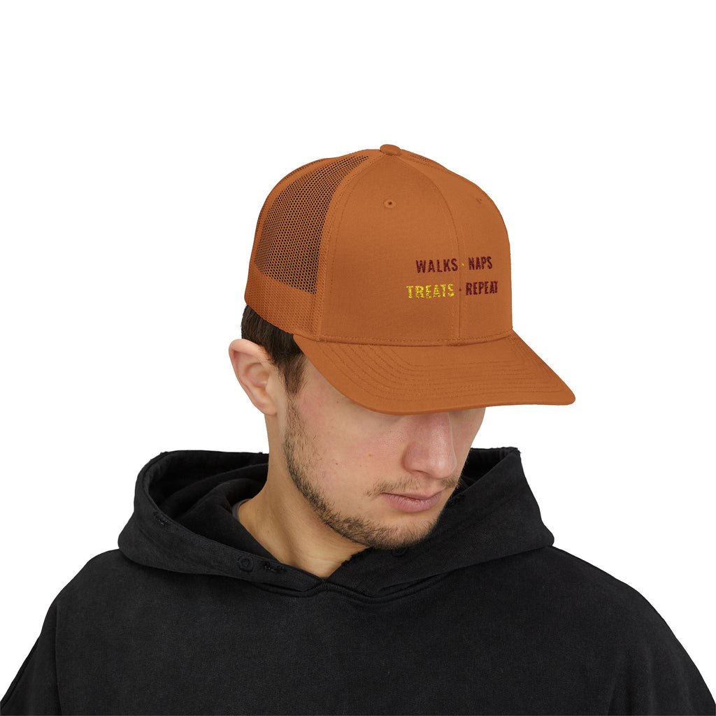 Walks Naps Treats Repeat Trucker Hat