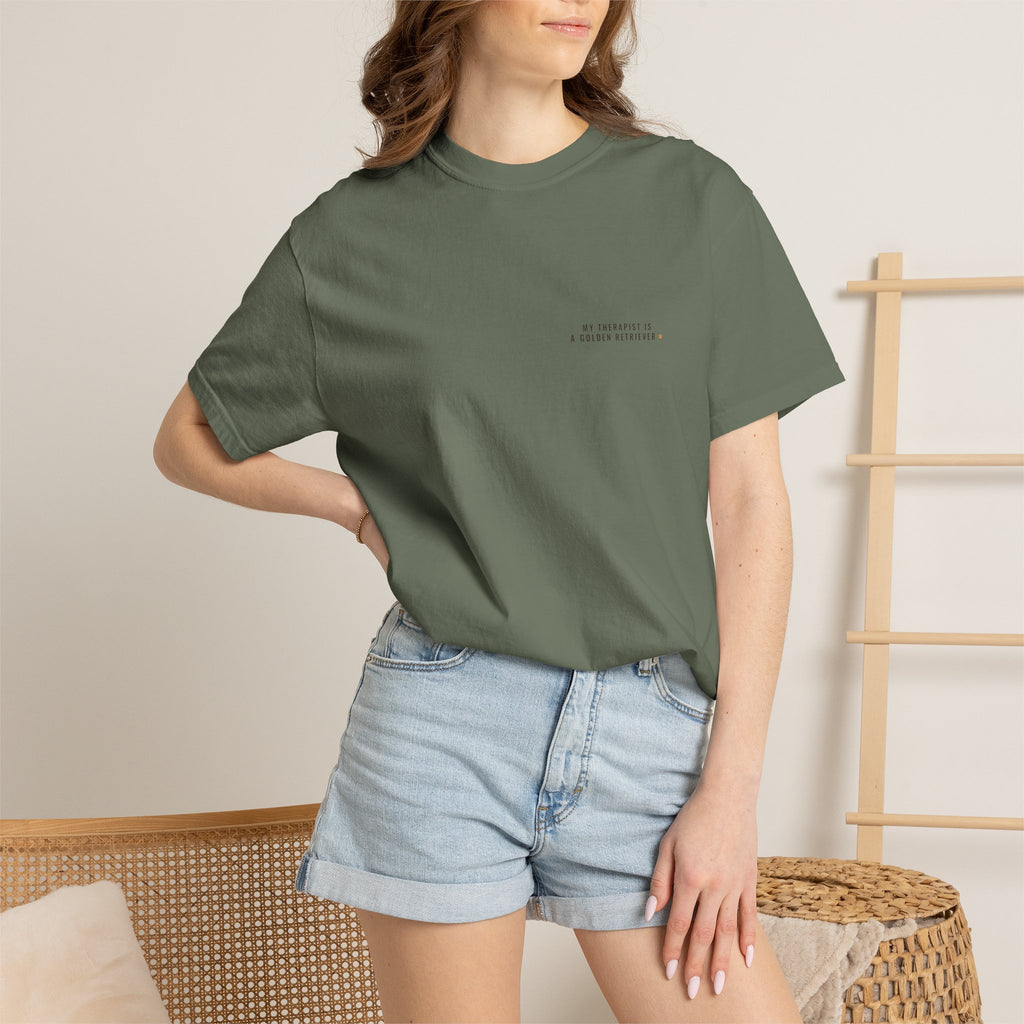 My Therapist Is a Golden Retriever Tee — Left Chest