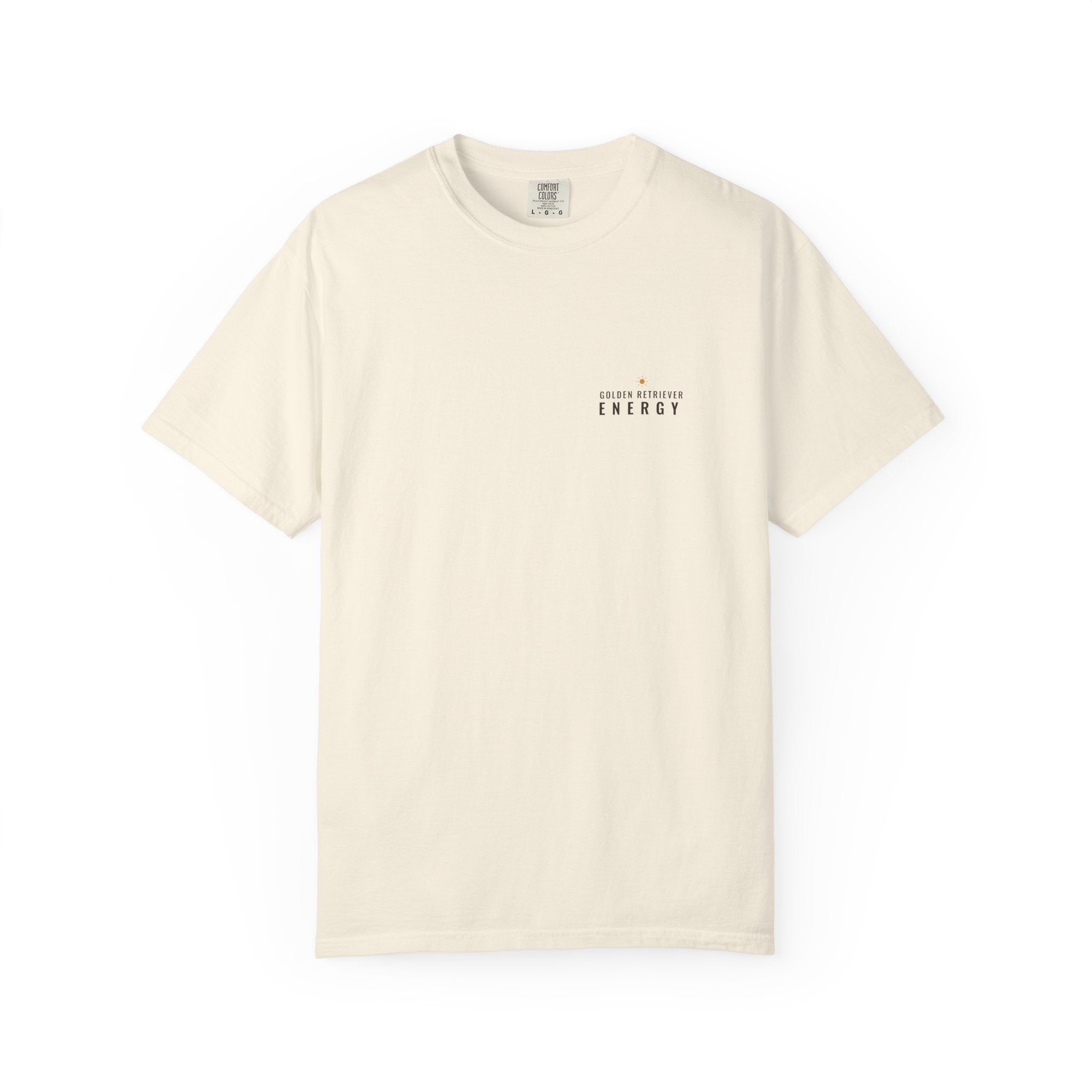 Golden Retriever Energy Tee — Left Chest