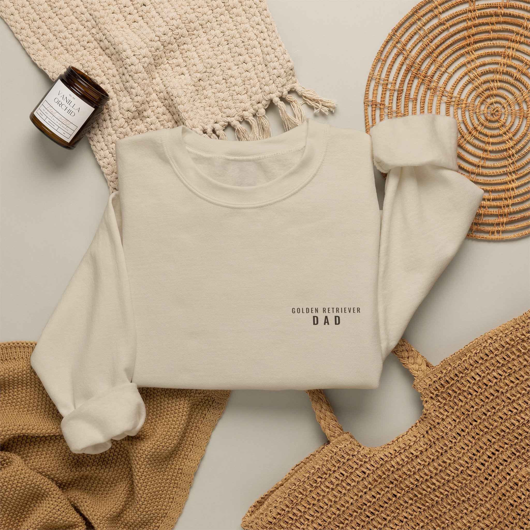 Golden Retriever Dad Crewneck — Left Chest