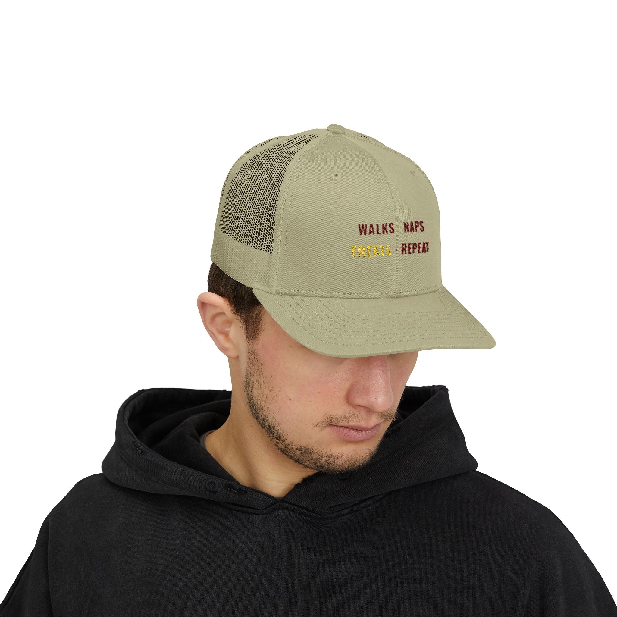 Walks Naps Treats Repeat Trucker Hat