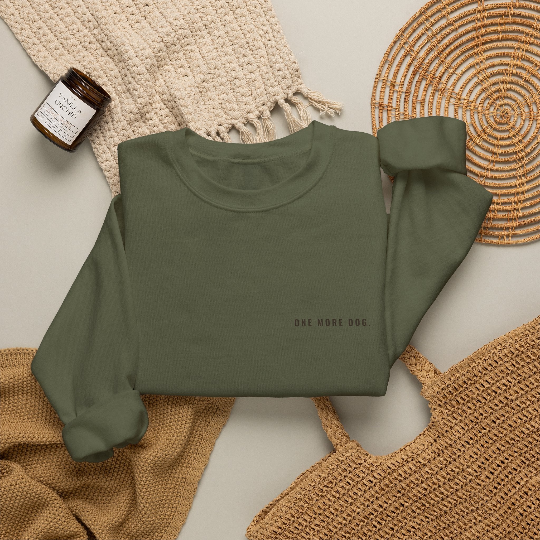 One More Dog Crewneck — Left Chest