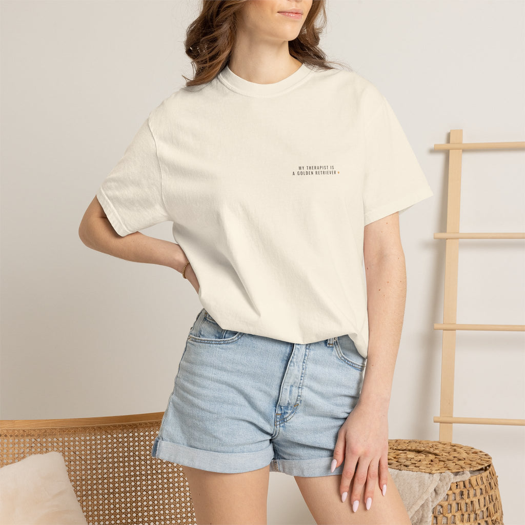 My Therapist Is a Golden Retriever Tee — Left Chest