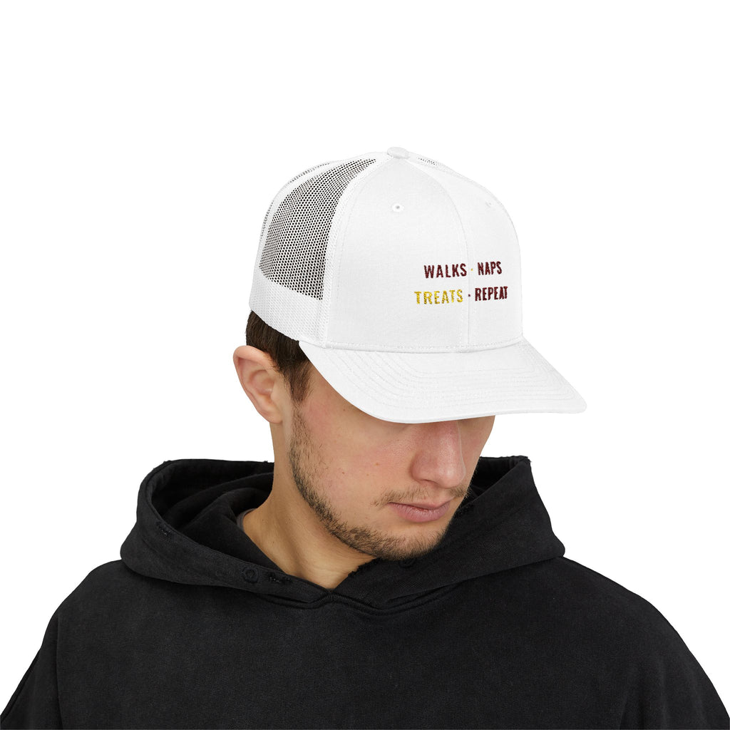 Walks Naps Treats Repeat Trucker Hat
