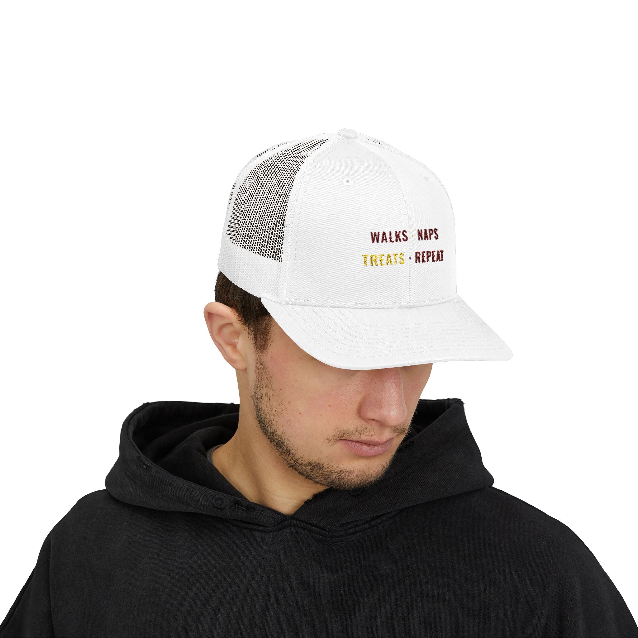 Walks Naps Treats Repeat Trucker Hat