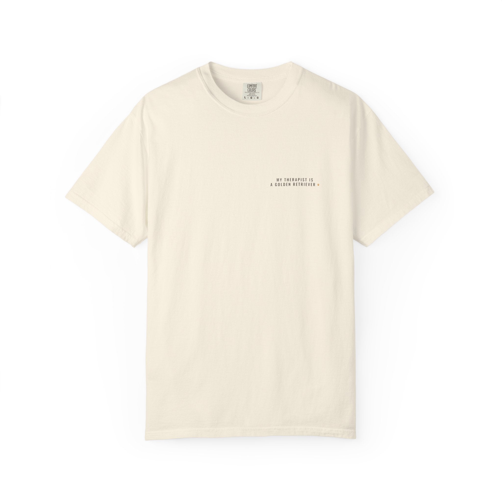 My Therapist Is a Golden Retriever Tee — Left Chest